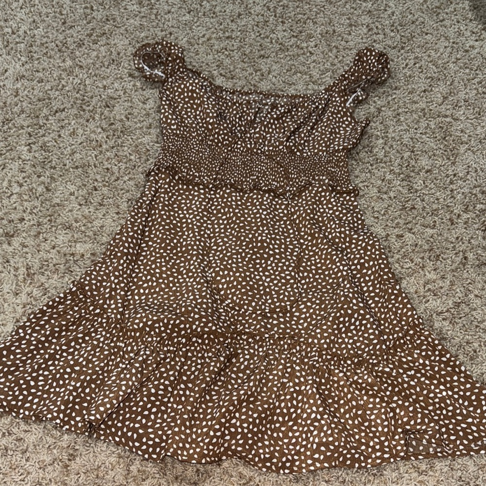 SHEIN Brown Dress with White Dots
